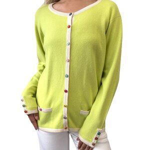 CHANEL Vintage 96C CC Multicolor Button Sweater Cardigan Top Green #44 [106389]